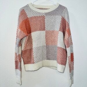 Abercrombie & Fitch Mohair Blend Long Sleeve Checker Plaid Pullover Sweater